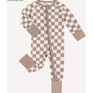 MIOZING Bamboevezel Stof Baby Jongens Klassieke Jumpsuit Met Opvouwbare Voetovertrek, Baby Romper Met Lange Mouwen En Ritssluiting