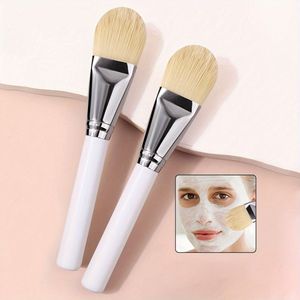 2 stuks Ultra- Naadloze Foundationkwasten - Lichtgewicht, Multifunctioneel voor Vloeibare & BB Crème, Toepassing van Moddermasker - Nylon Haren, Houten Handvat