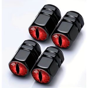 4 stuks Universele Rode Design Auto Band Ventieldoppen - Verchroomd Metaal, Geschikt voor Auto's, Motorfietsen, Vrachtwagens & Fietsen, Duurzaam & Stijlvolle Band