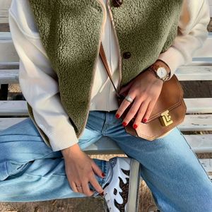 Dames Franse Stijl Pluche Knoopsluiting Teddybeer Jas - Elegante Winterjas met Ronde Hals, Wasmachinebestendig Vest voor Koud Weer, Kleur Buitenkleding (Speciale Lijn Serie)