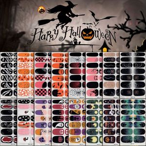 16 stuks Halloween nagelstickers Gekreukte pompoen Kerkhof Vleermuizen, Vampiers, Spinnenwebben, Vakantie Gepersonaliseerde DIY nagelstickers