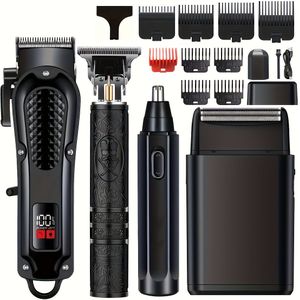 New Shaver En Haartrimmer Beauty 4- Set, USB Oplaadbare Haartrimmer Met LCD Display, Inclusief Elektrische Scheerapparaat, Trimmer, Neushaartrimmer, Folie Scheermes - Ideaal Vaderdagcadeau