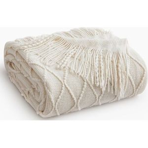 Vier Seizoenen Cadeaudeken, Decoratiedeken voor Bed en Bank, Witte Kwastdeken, Reis- en Buitendeken