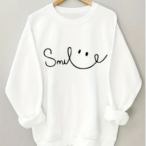 Pullover Sweatshirt Met Letterprint, Casual Sweatshirt Met Lange Mouw En Ronde Hals, Dameskleding