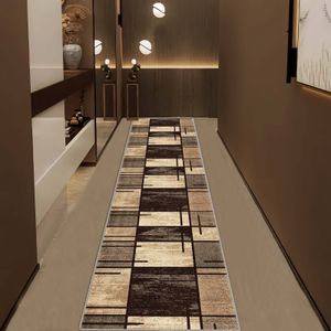 1 stuk 850g Fluweel 0,8 cm Dik Loopmat met Antislip Stippel Achterkant – Wasmachinebestendig Moderne Geometrische Beige//Zwart/Wit/Grijs Luxe Mat voor Hal, Woonkamer, Slaapkamer, Kantoor