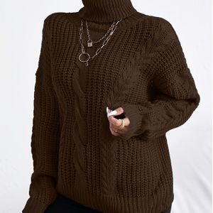 Vrouwen Hoge Kraag Kabeltrui - Zacht Rekbare Lange Mouw Wintertrui in Rijk , Machinewasbaar Knitwear voor Herfst & Winter, Casual tot Semi-Formele Outfits