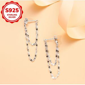 Pair Of Women's Fashion Drap Earrings 1g S925 Silver Hypoallergenic Earrings Chain Design Pendant Earrings Bohemian Elegant Everyday Casual