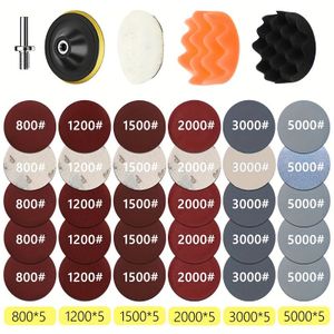 35- Koplamp Reparatie- en Restauratiekit Auto Polijstschijf 3 inch 75mm Auto Waxschuim Schuurpad met Schuurpapier voor