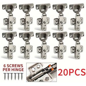20pcs Contemporary Soft Close Cabinet Hinges - Matte Brushed Mount Hinges For Wardrobe & Kitchen Cabinetry