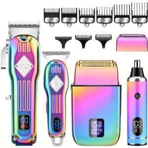 4-delige set professionele metalen elektrische tondeuse met batterij, reciprocaal scheerapparaat en neustrimmer voor mannen