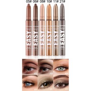 6-delige Multikleur Matte & Oogschaduwstift Set met Eyeliner en Highlight Pen, Gladde Natuurlijke Bruine/Gouden Tinten, Ideaal voor Dagelijks en Kerstmake-up