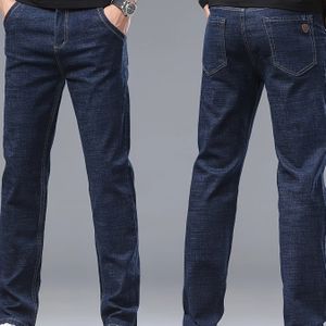 Herenslim-fit Stretch Denim Jeans - Zakelijk Casual, Donkerblauw, Rechte Pijp, Comfortabel & Duurzaam, Geschikt voor Alle Seizoenen