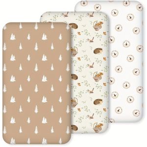 3-Pack Zachtroze & Bloemenprint Wieg Beddengoed Set - Ademende Microfiber & Matrasovertrek met Pastelroze & Groen Bladmotief