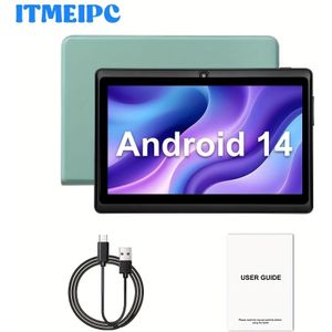 ITMEIPC 7-inch 14 Tablet met -Core Processor, 4GB RAM + 32GB ROM, HD IPS Display, Dubbele Camera's, Beschermhoes, USB-C Opladen, 2.4Ghz WiFi, 1024x600 Resolutie, Tablet, Pad, Tablet Voor , Tablet