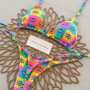 Dames Nieuwe Color Block Print Bikini Tweedelige Set