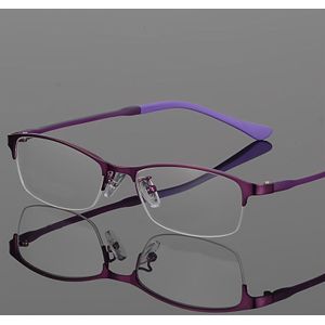 Stijlvolle Damesbril met Ultralicht Titanium Frame - Ovaal, Heldere Glazen, Half Montuur, Nieuw Model