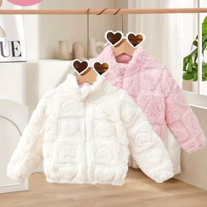 1 stuks Willekeurige Fleece Jas met Hartjespatroon voor Meisjes | Casual Comfortabele Pullover Jas voor Buiten en Feestjes, Perfect Valentijnsdag Cadeau voor Baby Meisje