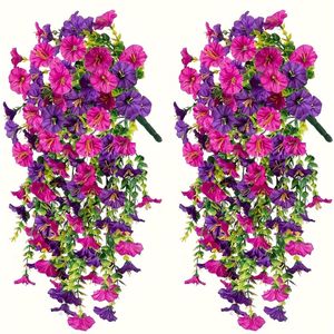 [4pcs Artificial Hanging Bouquet]wall Home Garden Artificial Plant Decoration|wedding/ Day/summer Indoor And Outdoor Decoration|artificial Flower Hanging Decoration Set