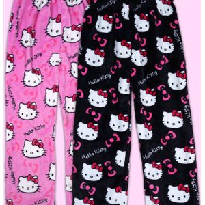 Sanrio Twee-Pack Slaapbroeken Schattige Hello Kitty Dames Flanellen Nachthemden - Comfortabele, Warme en Elastische Broeken voor Herfst en Winter