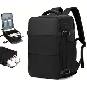Stylish Travel Backpack With Shoe Compartment - Lightweight Polyester Laptop Bag For Women, In Pink