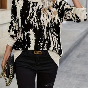 Vrouwen Elegante Coltrui Lange Mouw Trui - Zwart & Wit Zebrastreep , Zachte Herfst Winter Pullover, Stijlvol Casual & Formele Tops, Trendy Gebreide Trui, Textuurpatroon