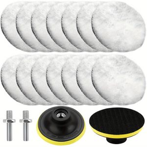 18-delige Auto Polijstschuimset voor Boormachine, 3 Inch Wollen Buffing Pads met Onderplaten en M10 Booradapter voor Autopolishen, Meubelpolijsten, Waxen en Glazuur