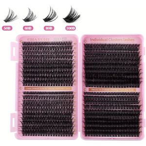DIY Pluizige Wimperextensions Set - Gemengde Lengtes 10-18mm, Volume Individuele Wimpers in 4 Dichtheidsstijlen (10D+20D/30D/40D/50D/80D+100D), Beginnersvriendelijk & Herbruikbaar, D-Krul