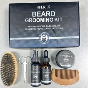 RN Baardverzorgingsset, Vaderdag Box Set - Baardolie, Balsem, Borstel, Kam, Schaar & Opbergtas voor Hydratatie en Voeding – Perfect Cadeau voor , of Hem