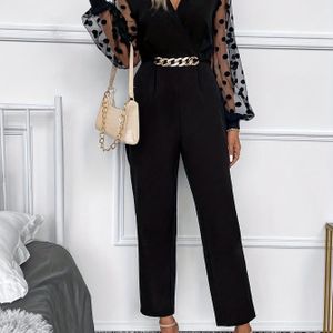 Polka Dot Lange Mouwen Slim Fit Jumpsuit