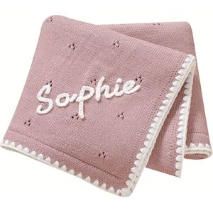 Gepersonaliseerde Babydeken - Handgemaakte Naam, Zachte 100% Acryl Neutraal Geslacht-Deken voor Verjaardagen, Doopgeschenken, Kinderkamerdecoratie voor Halloween en Kerstmis