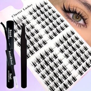 120st Cluster Wimpers DIY Wimperextensions & Cosplay Uiterlijk, C Curl, DIY Nep Mink Wimper Kit met Lijm en Pincet