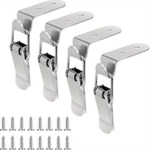 Stainless Steel Toggle Latch Locks - 4 Sets 90 Degree Polished Metal Cabinet Door Latch With Screws, Heavy-duty Quick Release Pull Latches For Tool Box, Hood, Case, Chest