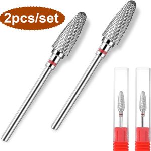 2 stuks Professionele Carbide Nagelboorbits, 3/32" Wolfraam Kegel voor Snelle & Veilige Acryl Gel Verwijdering - Manicure Pedicure Gereedschapsset voor Nagelriem Reiniging