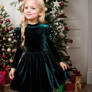 Kersteditie Meisjes Kleur Gebreide Turtleneck Kralen Bodycon Casual Jurk voor Lente, Herfst, Winter, Nieuwjaarsfeest, Valentijnsdag, Schooluniform, Verjaardag, Prinsessenjurk, Galajurk, Cadeau