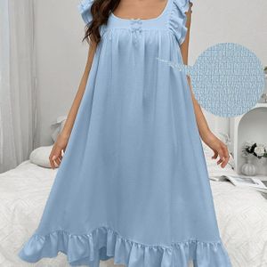 Elegante slaapjurk voor dames, sexy rugband, mouwloos, kleur, strik, pullovers , gebreid materiaal, 145g/m², polyester, voor volwassenen, lente/zomer/herfst