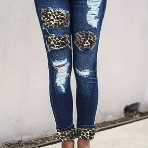 New gescheurde luipaardprint jeans