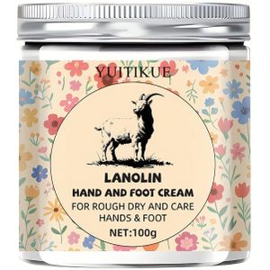 YUITIKUE Lanoline Hand- & Voetcrème 100g - Diepe Voedende Moisturizer met Lanoline & Urea voor Droge, Ruwe & Gebarsten Handen & Voeten - Gladde & Stevige Textuur