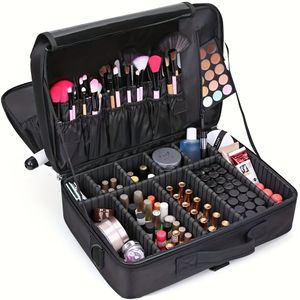 Three-layer Makeup Box Large Capacity Cosmetic Bag Multifunctional Beauty Tool Storage Bag Women's Travel Cosmetics Storage Box