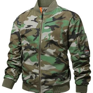 Plus Size Heren Camo Bomberjack - Lichtgewicht, Ademend Polyester met Meerdere Zakken, Ritssluiting, Ronde Hals voor Lente & Herfst Buitenactiviteiten, PLUS SIZE
