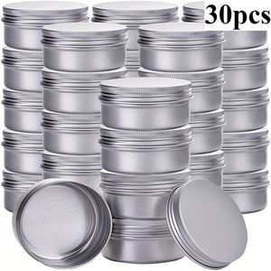 30 stuks/verpakking Aluminium Tin Cream Jar Navulbare Containers 30ml Aluminium Schroefdeksel Ronde Tin Container Voor Cosmetica, Lippenbalsem, Crème