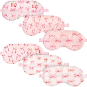 6 stuks Pluche Slaapmaskers Bulk Comfortabele Slaapmasker voor Vrouwen Mannen Zachte Harige Blinddoek Imitatiebont Schaduw voor Reizen Dutje Slaapfeest Benodigdheden