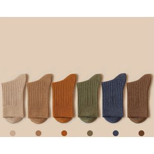 6 Paar Heren Kniekousen, Lente/Herfst/ Lange Sokken, Zwart en Wit