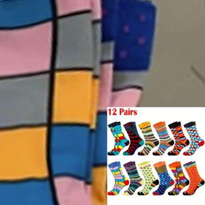 12 paar Valporia Polyester Elastane Crew Neck Sokken, 200g/m², Machine Wasbaar, Geometrisch , Grappige Vreemde Nieuwigheid, Retro Cartoon, voor Mannen, Vrouwen, Vaderdag, , Opa
