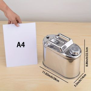 1.32-Gallon Roestvrijstalen Benzinekan met Aluminiumlegering Deksel & Brandstofafgiftebuis - Duurzaam, Draagbaar voor Benzine & Diesel, Dik Materiaal