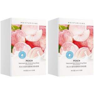 2doos/60 stuks Perzik Nicotinamide Hydraterend en Verzachtende Light Beige Masker, jouw Light Beige in slechts 15 minuten