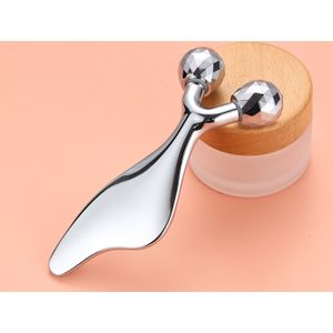 1pc Y-vormige gezichtsroller massager, hypoallergeen zilveren zinklegering schoonheidstool, handmatig gezichtsverjongingsinstrument, geen netspanning nodig, batterijvrij
