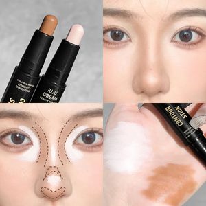 Dual-Ended Contour Stick & Concealer - , Waterproof Zweetbestendig, Medium voor Huid, Stick Vorm, Onder 1 Fl Oz, Multi-Gebruik voor Gebeeldhouwde Jukbeenderen & Neusschaduweffecten