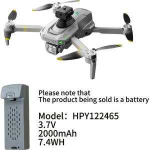 Compatible With Gd95 Model Drone, 3.7v2000mah Rechargeable Lithium Battery, 7.4wh, Hpy122465 Model, Replace At , Safe And Portable