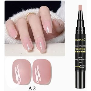 Pen-Style Eénstaps Nagellak, Gelijk aan Basislaag + Topcoat+Kleurgel in een . Witte en Roze Beige Tinten Beschikbaar voor Gemakkelijke Penapplicatie – Perfecte Kit