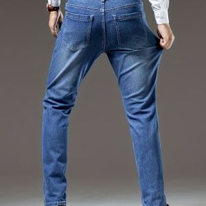 2024 Nieuwe Heren Business Casual Jeans - Premium Licht Luxe Minimalistische Gewassen Lichtblauw Rechte Pijpen Broek